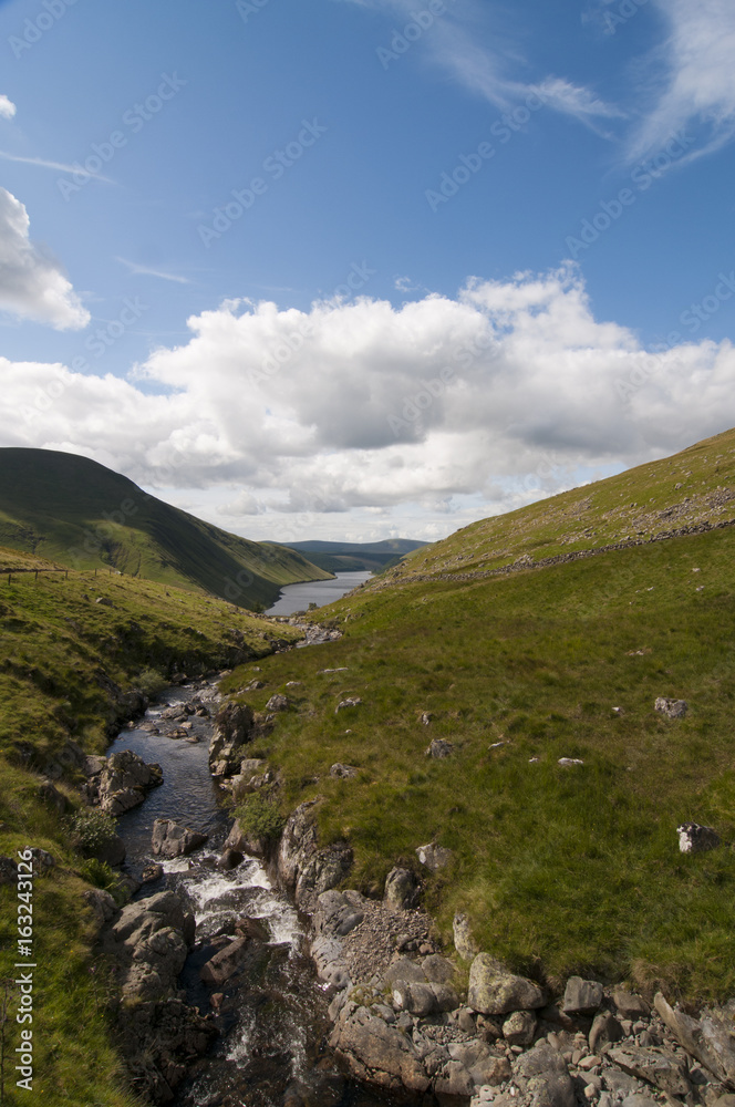 Looking from the top of Talla Water to Talla Water reservoir Looking from the top of Talla Water to Talla Water reservoir