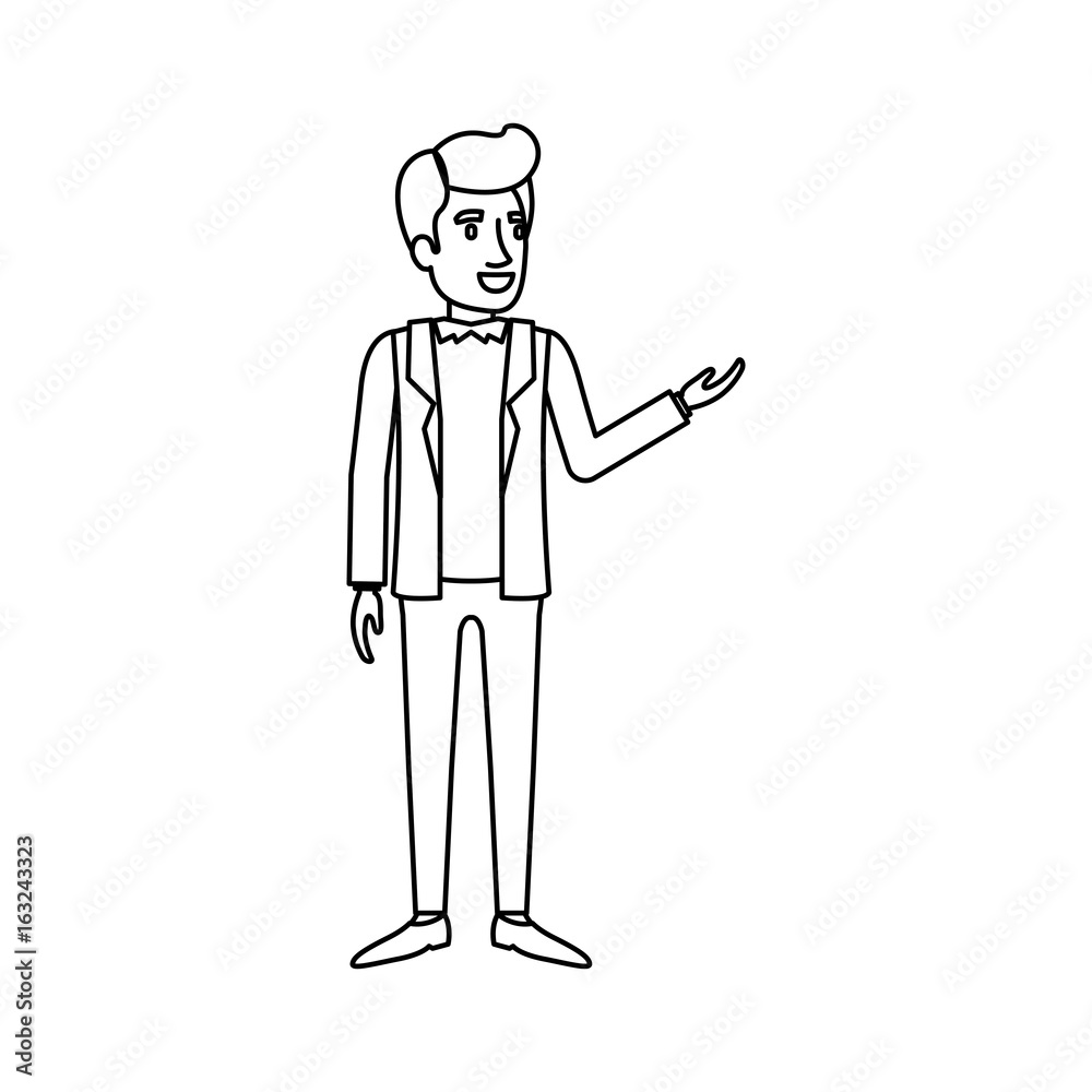 monochrome silhouette of man stand in formal clothes and wavy hair vector illustration monochrome silhouette of man stand in formal clothes and wavy hair vector illustration