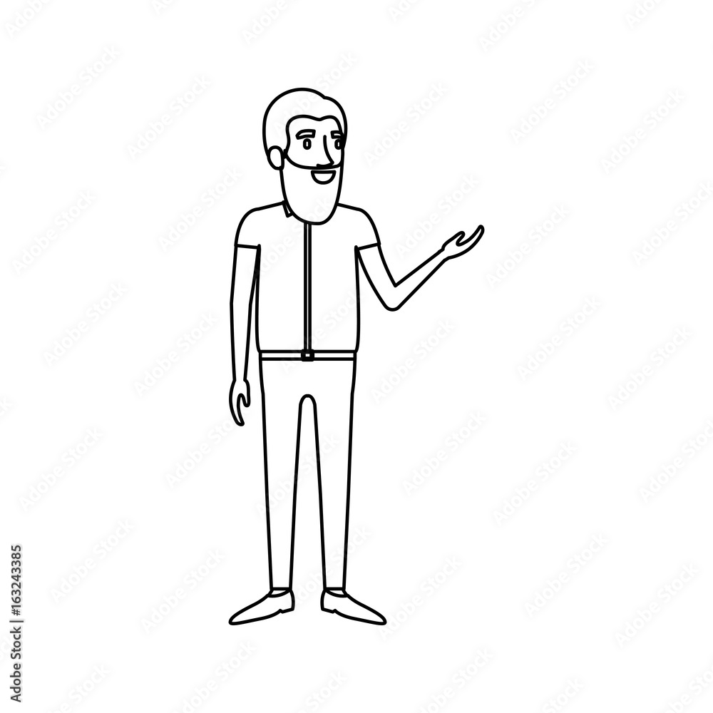 monochrome silhouette of man with beard and standing in casual clothes vector illustration monochrome silhouette of man with beard and standing in casual clothes vector illustration