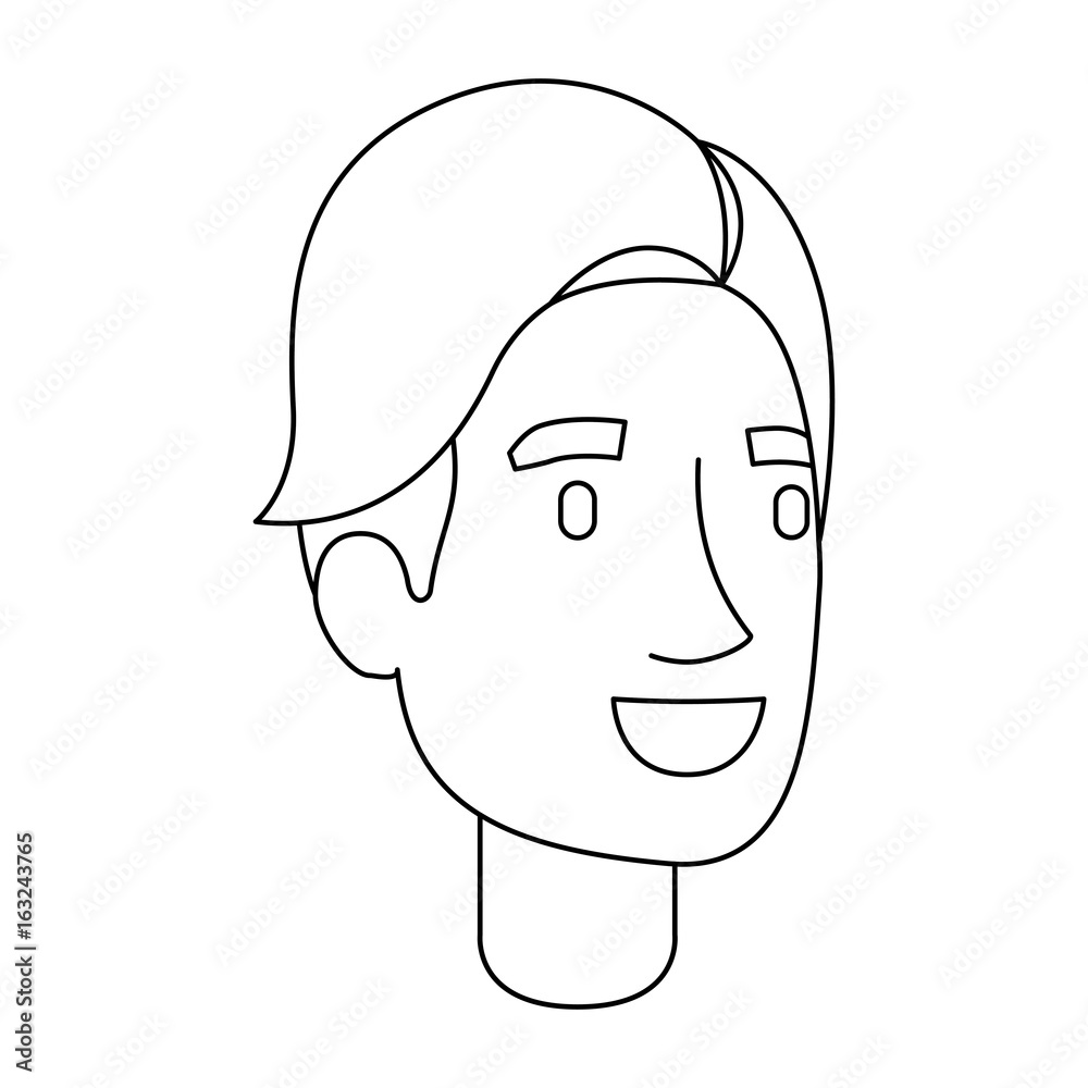 monochrome silhouette of man face with hair side fringe vector illustration