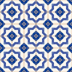 Keuken achterwand Portugese tegeltjes patronen Donkerblauw wit azulejos patchwork ornament  © pgmart