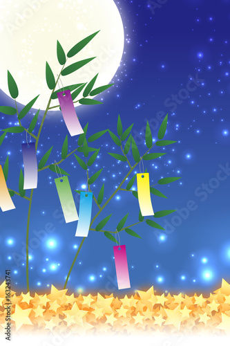 背景素材壁紙,七夕飾り,祭り,伝統,短冊,笹の葉,初夏,星屑,天の川,天の河,