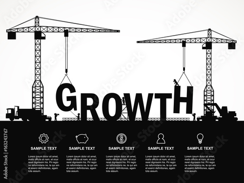 Crane and growth building. Infographic Template. Vector Illustration. photo