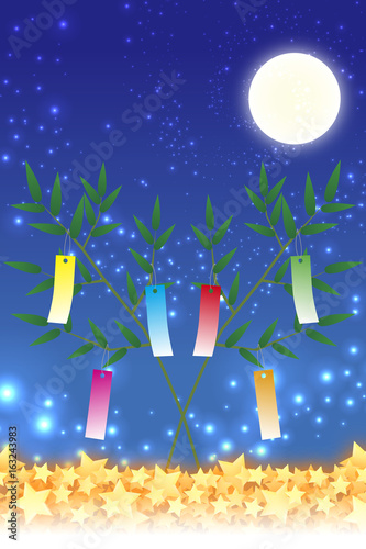 背景素材壁紙,七夕飾り,祭り,伝統,短冊,笹の葉,初夏,星屑,天の川,天の河,