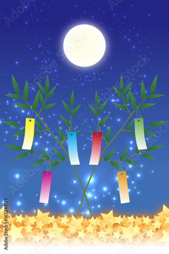 背景素材壁紙,七夕飾り,祭り,伝統,短冊,笹の葉,初夏,星屑,天の川,天の河,