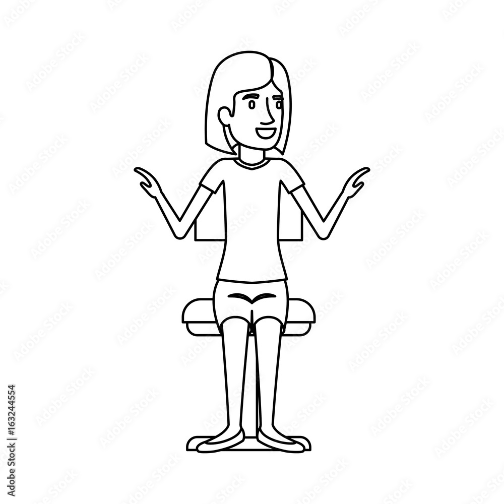 monochrome silhouette of woman with short hair and sitting in chair vector illustration monochrome silhouette of woman with short hair and sitting in chair vector illustration