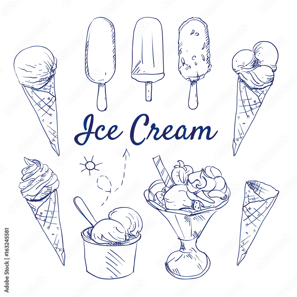 Premium Vector | Set of hand-drawn ice cream