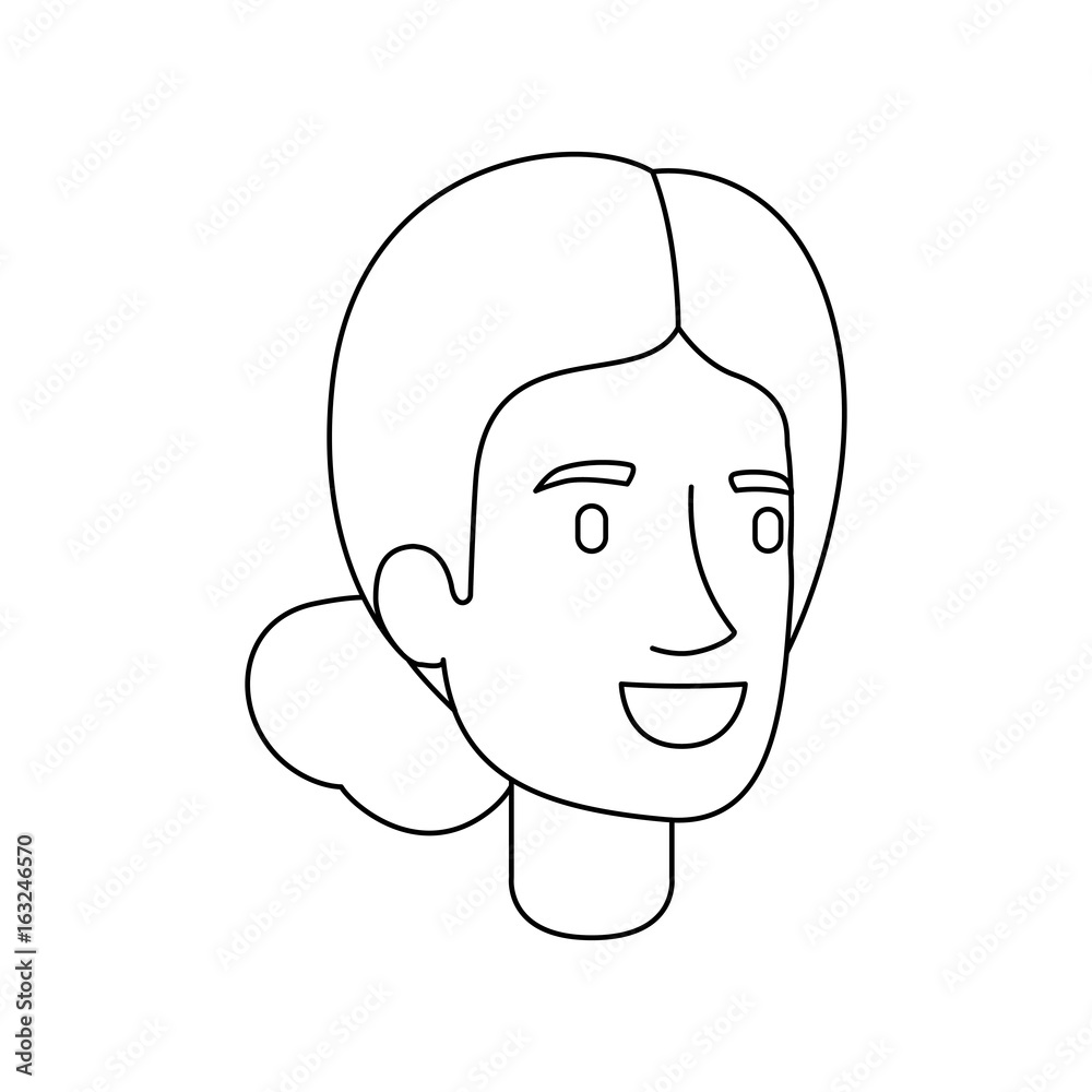 monochrome silhouette of woman face with hair collected in neck vector illustration monochrome silhouette of woman face with hair collected in neck vector illustration