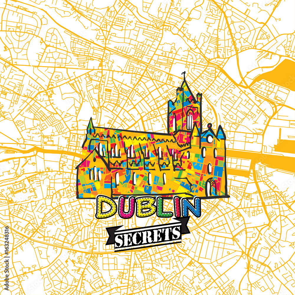 Obraz premium Dublin Travel Secrets Art Map