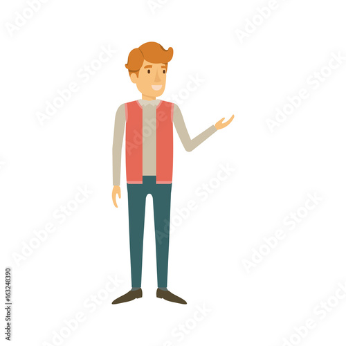 colorful silhouette of man stand in formal clothes with waistcoat vector illustration