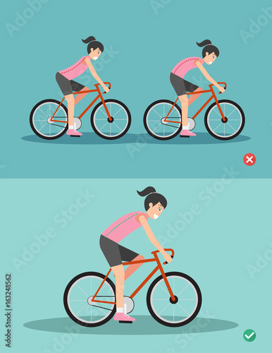 Best and worst positions for riding bike ,body posture,illustration