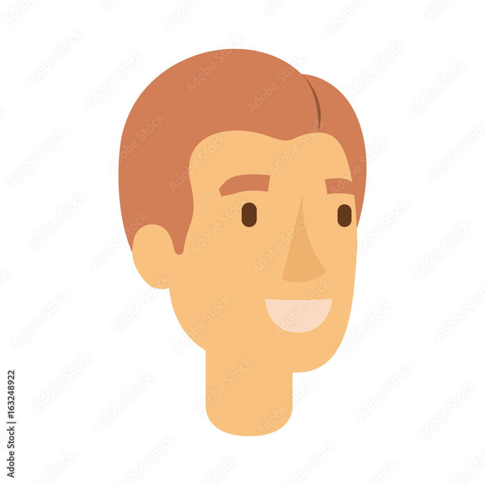 colorful silhouette of man face with light red hairstyle side parted vector illustration