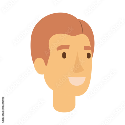 colorful silhouette of man face with light red hairstyle side parted vector illustration