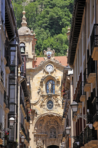 entrance facade detail of the basilica of saint mary of coro, san sebastian