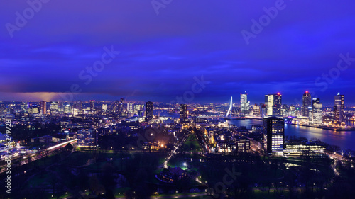 Rotterdam at twilight as seen from the Euromast tower  The Netherlands