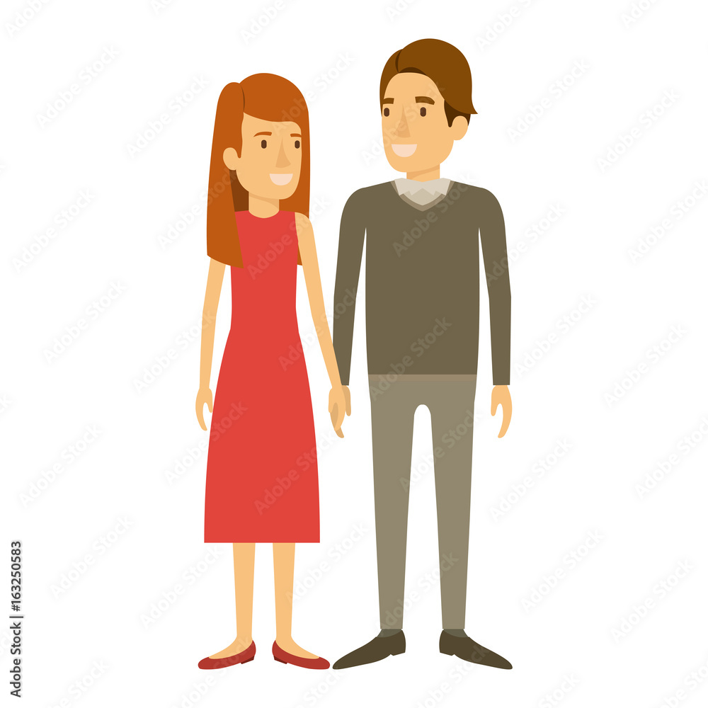 colorful silhouette of man and woman standing and her with long hair straight and him in formal clothes and hair side fringe vector illustration colorful silhouette of man and woman standing and her with long hair straight and him in formal clothes and hair side fringe vector illustration