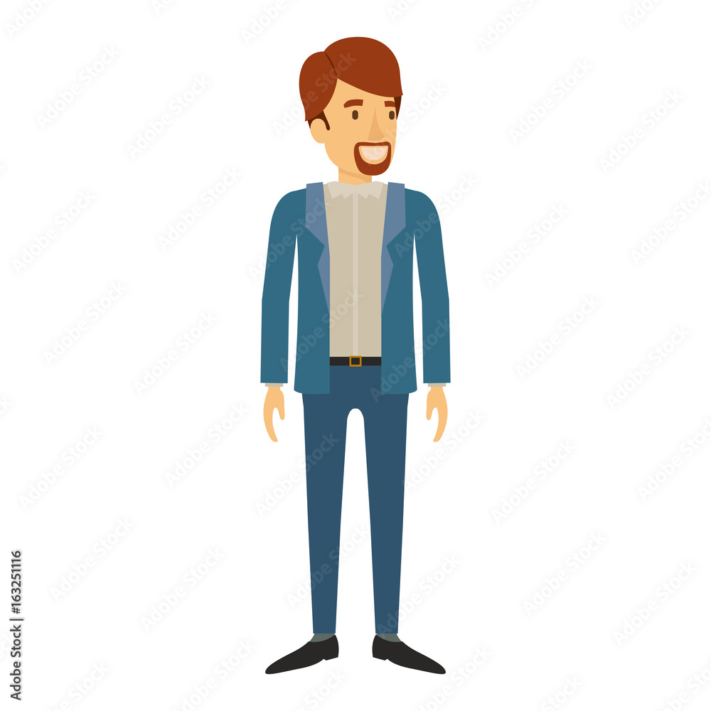 colorful silhouette of man stand with van dyke beard in casual clothes and brown hair vector illustration colorful silhouette of man stand with van dyke beard in casual clothes and brown hair vector illustration