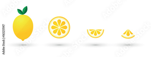 lemon fruit slice abstract icon set