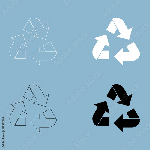 Recycling arrows in a circle the black and white color icon .