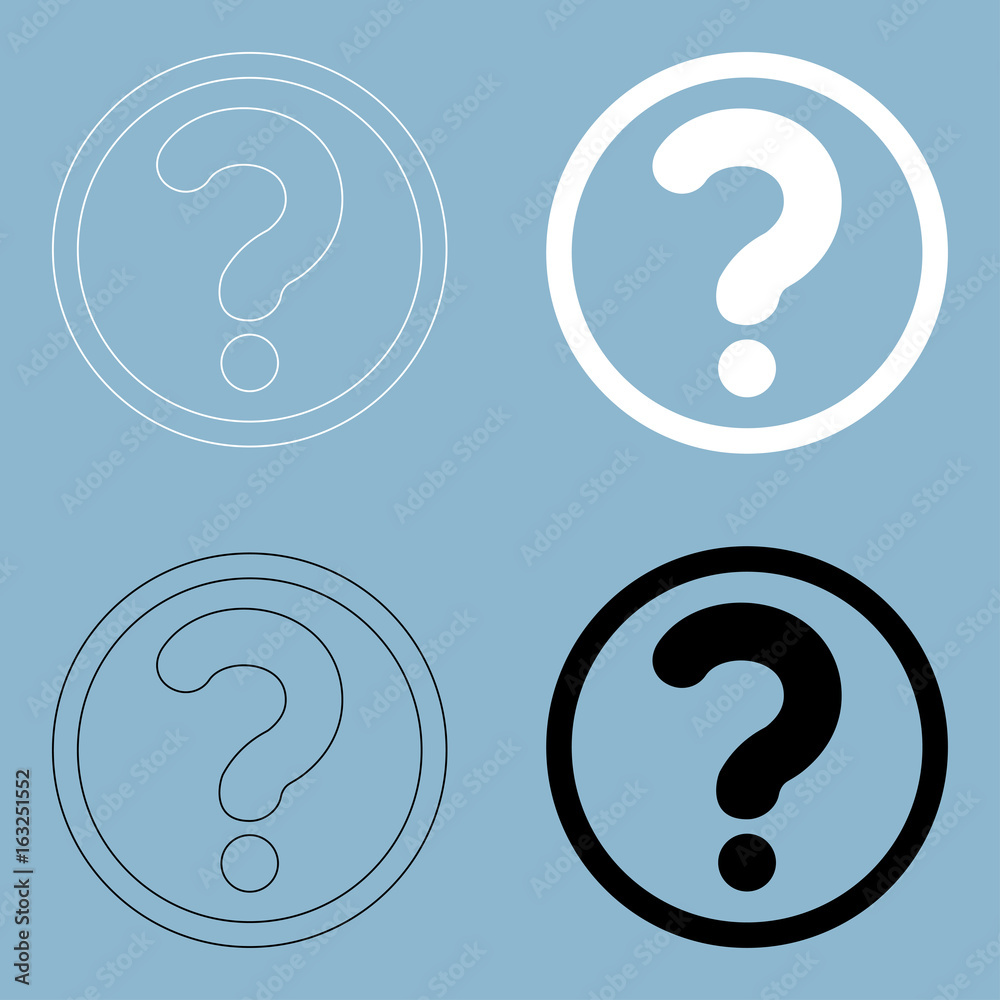 Question mark in a circle the black and white color icon . Question mark in a circle the black and white color icon .