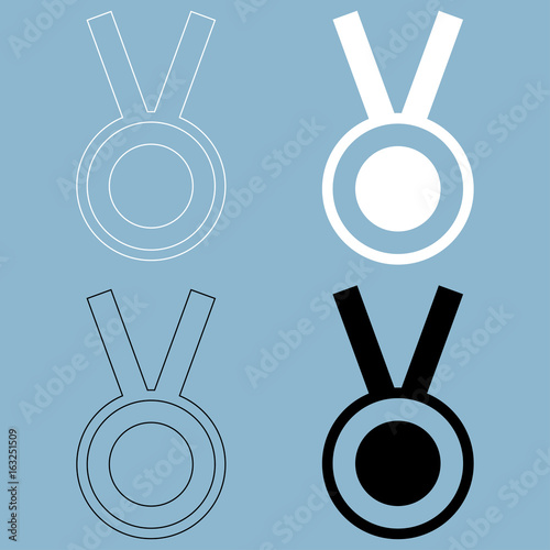 Medal  the black and white color icon .