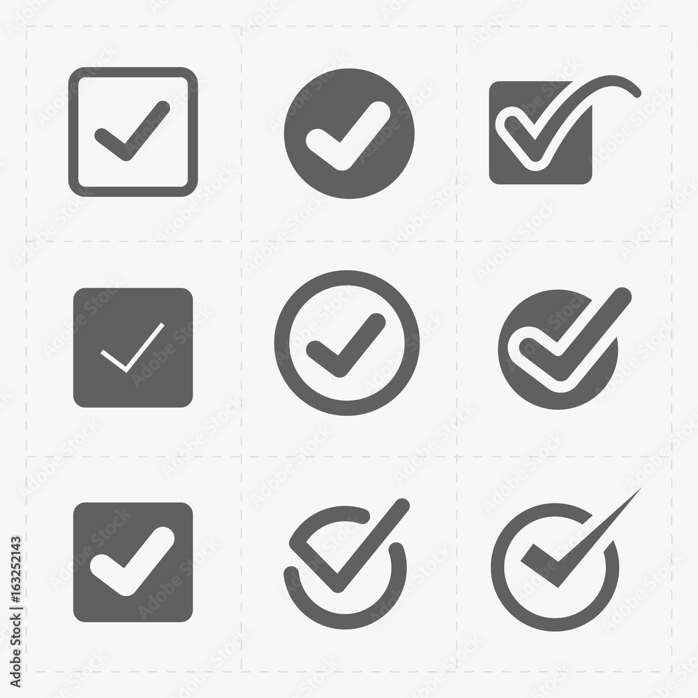 Vector black confirm icons set Vector black confirm icons set