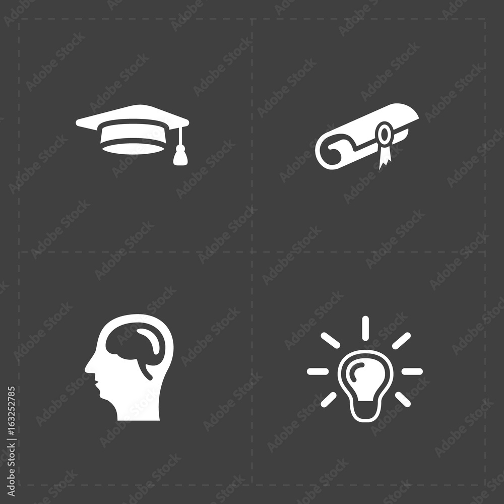 Four Modern flat social icons set on dark background Four Modern flat social icons set on dark background
