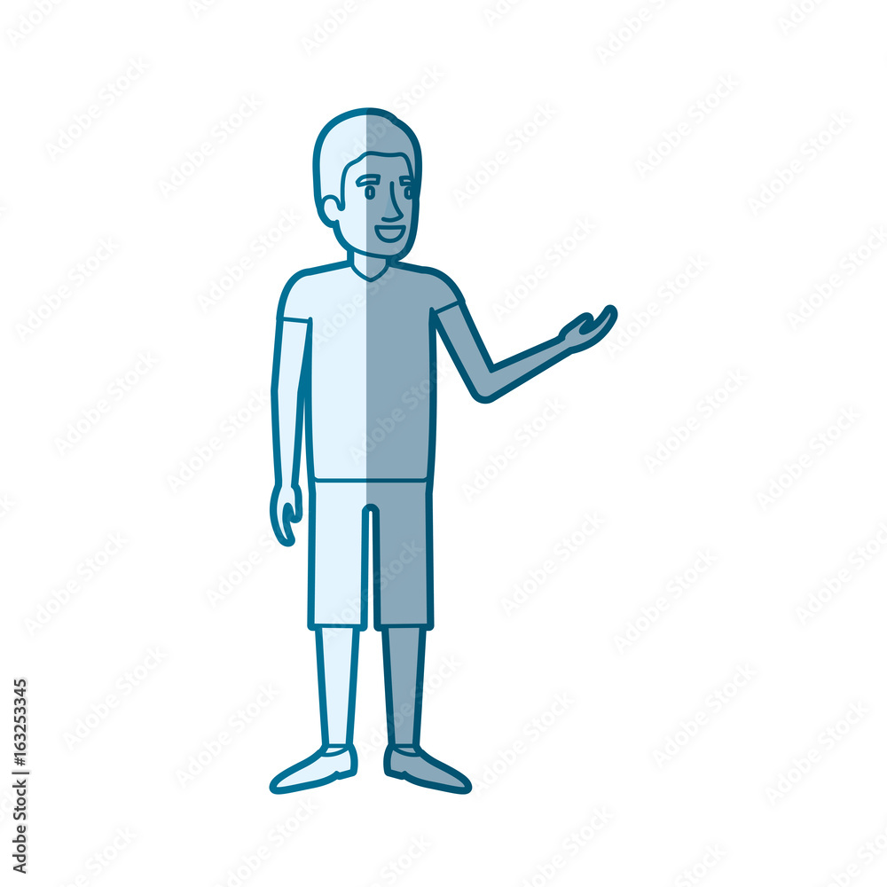 blue color silhouette shading of young man with casual clothes vector illustration blue color silhouette shading of young man with casual clothes vector illustration