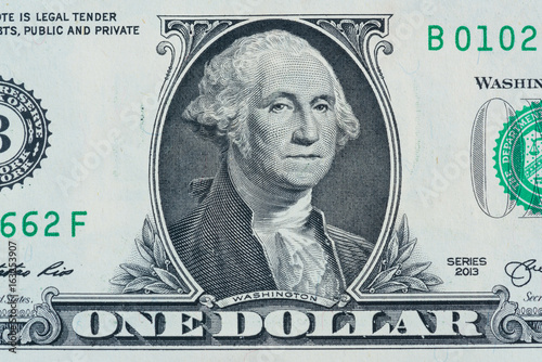Extreme macro of 1 dollar bill with George Washington portrait 
