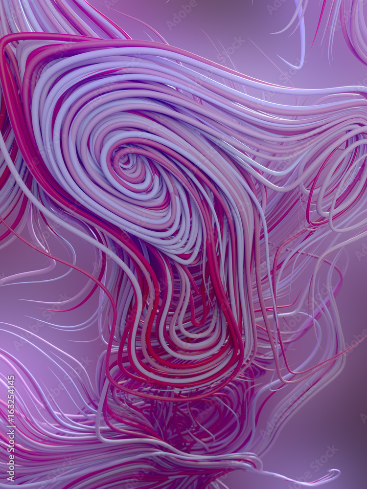Interlacing abstract pink curves. 3D rendering Interlacing abstract pink curves. 3D rendering
