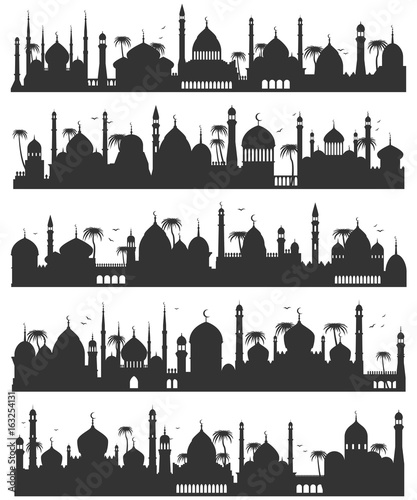 Islamic city skyline flat sketch
