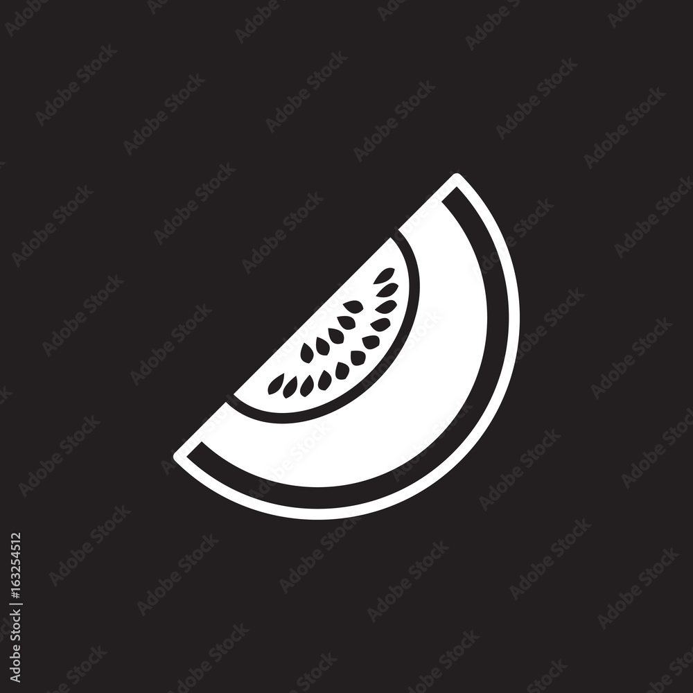 Melon icon vector, filled flat sign, solid pictogram isolated on black, logo illustration Melon icon vector, filled flat sign, solid pictogram isolated on black, logo illustration