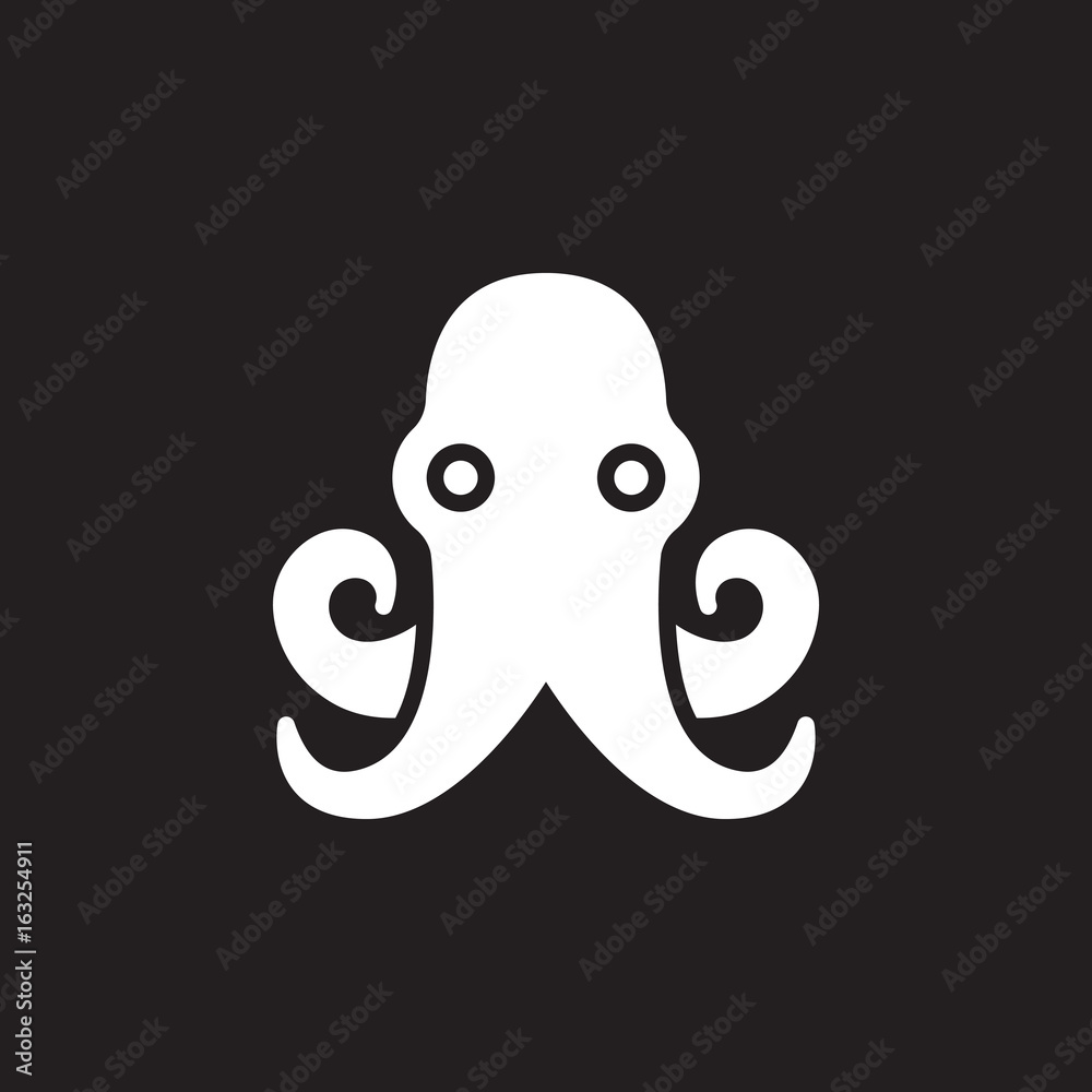 Obraz premium Octopus icon vector, filled flat sign, solid pictogram isolated on black, logo illustration