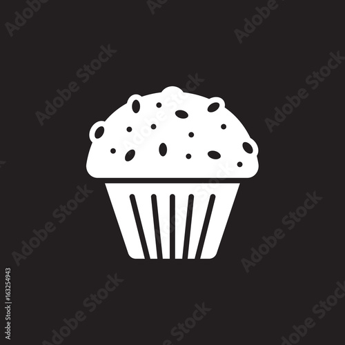 Cupcake icon vector, filled flat sign, solid pictogram isolated on black, logo illustration