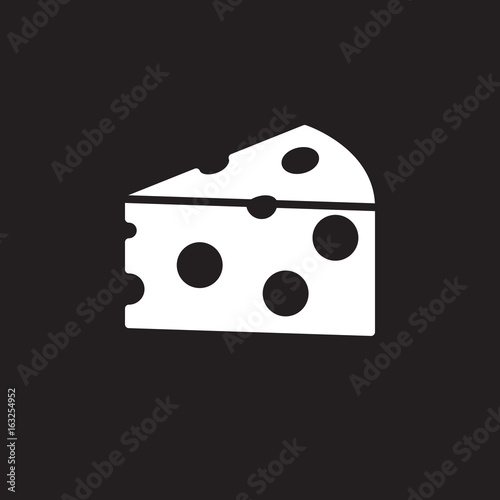 Cheese icon vector, filled flat sign, solid pictogram isolated on black, logo illustration