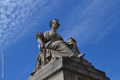 The Statue of Abundance (1846) from Paris, at Carousel Bridge, classical representation of the Roman goddess Abundantia holding a horn of plenty