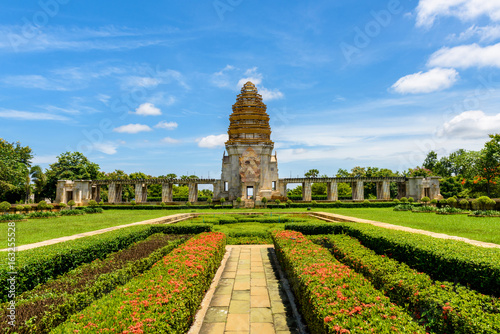 Stone castle Model at Koh Klang nam public park in Sisaket, Thailand. photo