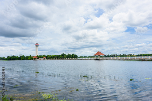 Chalermprakiat Tower at Koh Klang nam public park in Sisaket, Thailand. photo