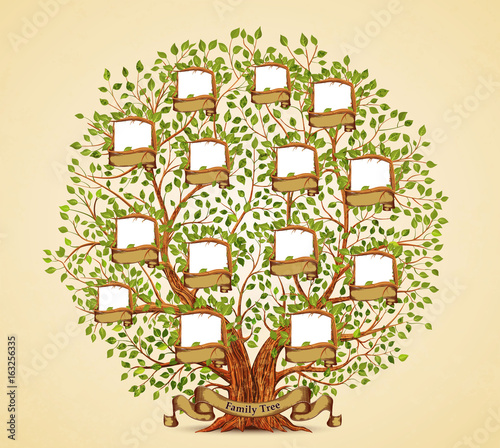 Family Tree template vintage vector illustration