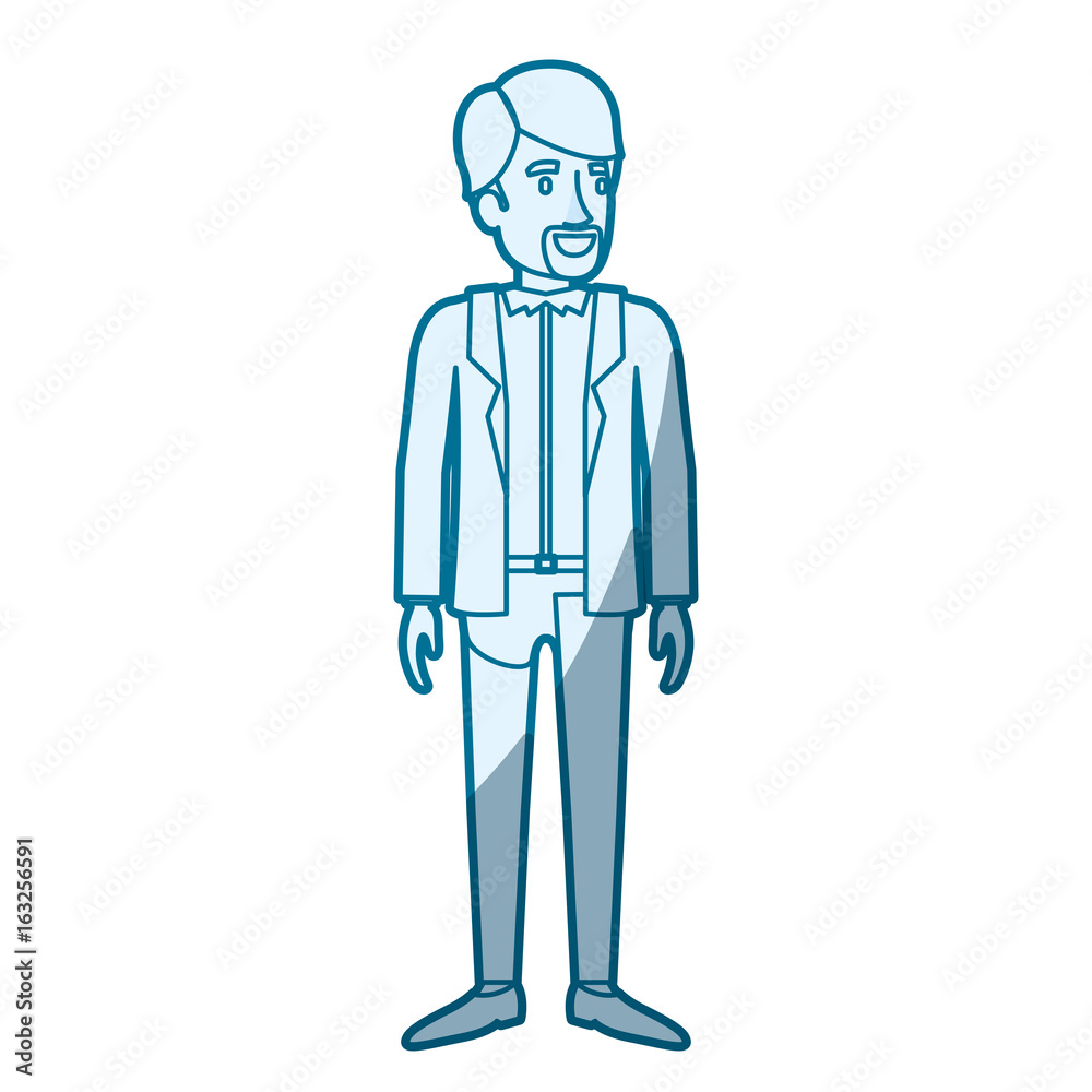 blue color silhouette shading of man standing with formal clothes and beard van dyke vector illustration blue color silhouette shading of man standing with formal clothes and beard van dyke vector illustration