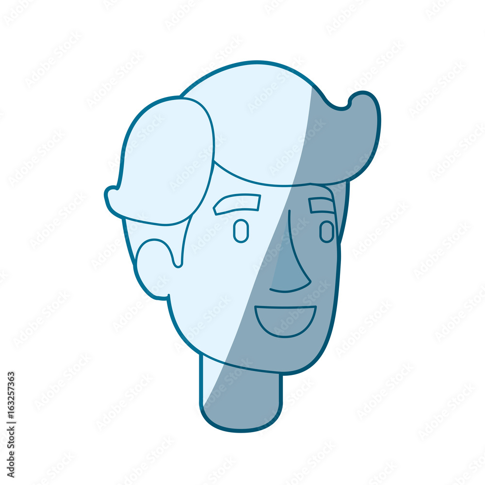 blue color silhouette shading of man face with side fringe hair vector illustration blue color silhouette shading of man face with side fringe hair vector illustration
