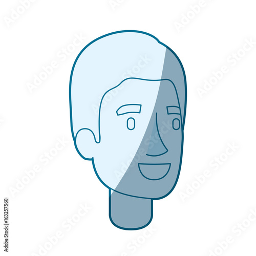 blue color silhouette shading of young man face with simple hair vector illustration