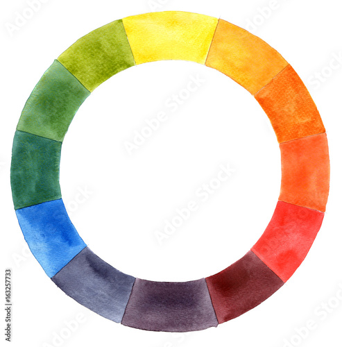 Hand drawn watercolor color wheel