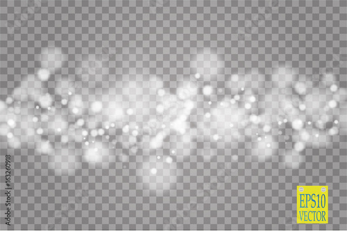 Abstract white bokeh effect explosion with sparks modern design. Glow star burst or firework light effect. Sparkles light vector transparent background. Christmas Concept. Flicker magic effect