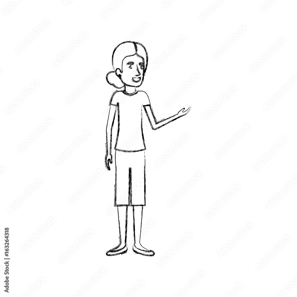 blurred silhouette of woman standing with collected hair in blouse and shorts vector illustration blurred silhouette of woman standing with collected hair in blouse and shorts vector illustration