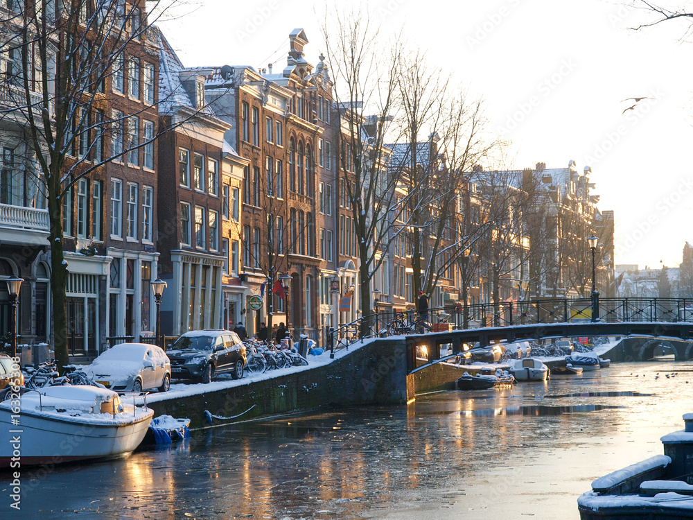 Winter sunset in Amsterdam