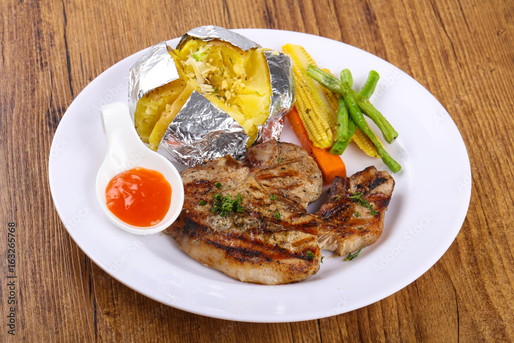 Grilled pork steak Grilled pork steak