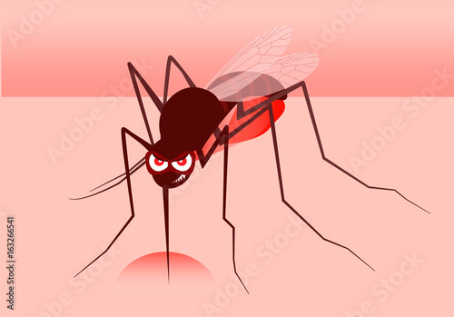 Angry mosquito. illustration vector.