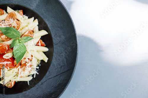 Penne pasta with cheese and...