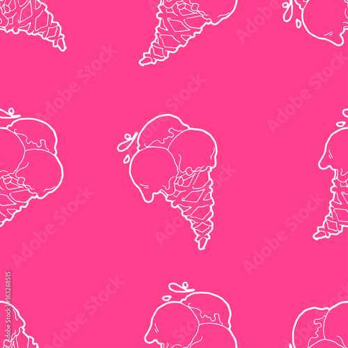 Pink ice-cream seamless pattern